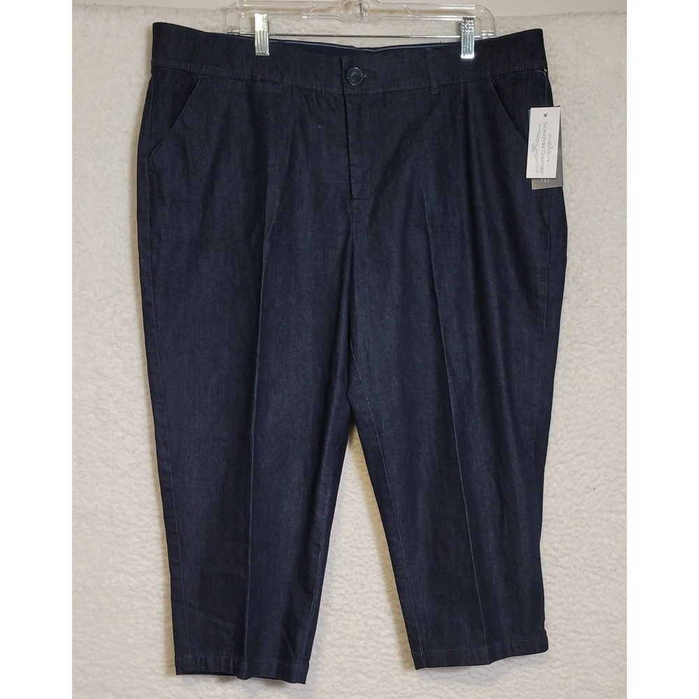 CJ Banks Denim Pants Capris Size 18W NEW NWT Zip‎ Stretch Signature Comfort 1313